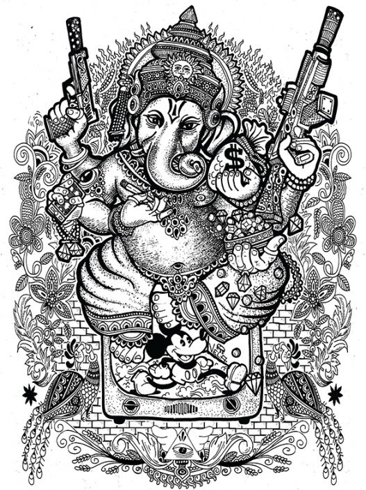 design illustrazione ganesh streetwear