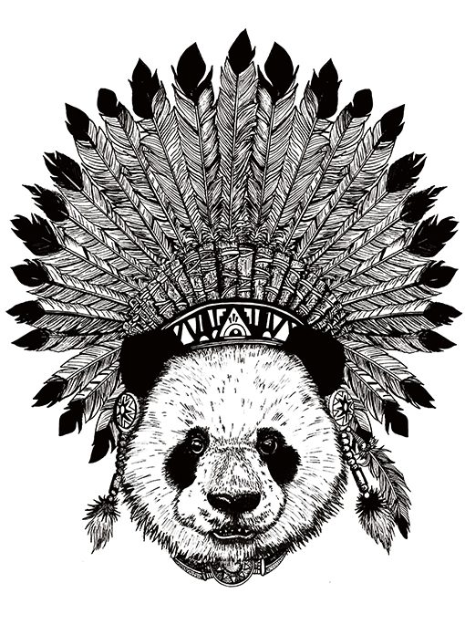 streetwear panda ntive american design