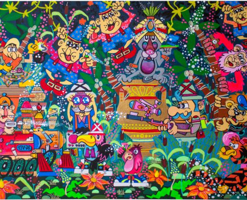 pittura pop su tela illustrazione dipinto tropicale